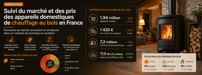 Suivi du marché et des prix des appareils domestiques de chauffage au bois en France